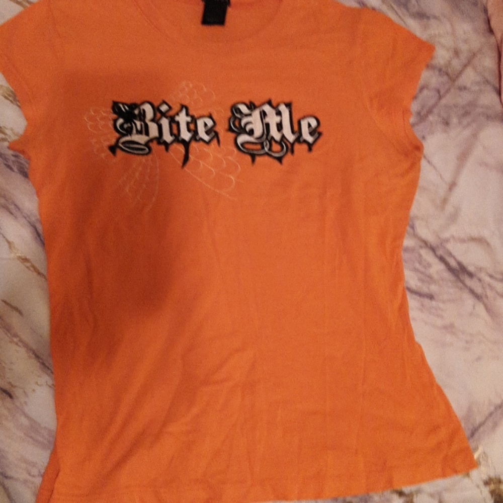 Orange Halloween "Bite Me" Tee